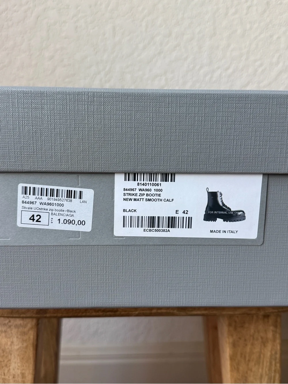 Balenciaga Black Leather Combat Boots